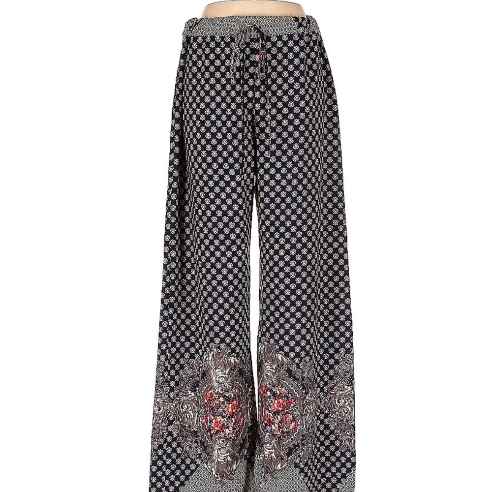 West Kei Black and Red Geometric Pants